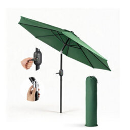 Keplin 2.3M Tilting Parasol Umbrella With Crank & Tilt, Steel Frame Sun Shade With Cover, 180G Uv-Resistant Polyester, Green
