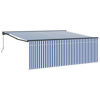 Berkfield Modern Retractable Awning Manual Blue And Anthracite 400 X 300 Cm