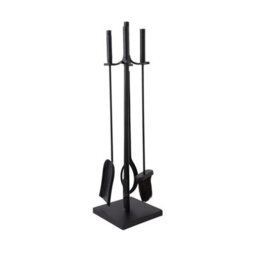 Charles Bentley Redbud Fireside Companion Set Iron Tool Stand Aluminum Handles Square Base Black - thumbnail 2