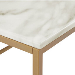 Wyld And Coco Glamhome Coffee Table Beige Marble-Effect With Gold Legs 100 X 60 Cm - thumbnail 4
