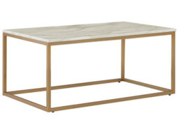 Wyld And Coco Glamhome Coffee Table Beige Marble-Effect With Gold Legs 100 X 60 Cm - thumbnail 1