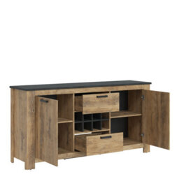 Furniture To Go Rapallo 2 Door 2 Drawer Sideboard With Wine Rack In Chestnut And Matera Grey - thumbnail 3