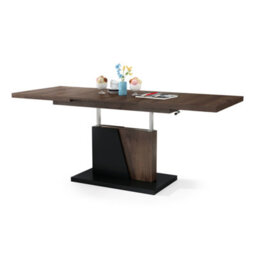 Heze Furniture Gala 2 In 1 Extending Coffee / Dining Table - Brown Oak / Black - thumbnail 7