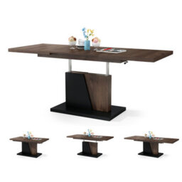 Heze Furniture Gala 2 In 1 Extending Coffee / Dining Table - Brown Oak / Black - thumbnail 2