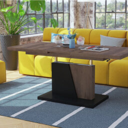 Heze Furniture Gala 2 In 1 Extending Coffee / Dining Table - Brown Oak / Black - thumbnail 4