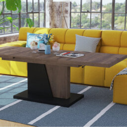 Heze Furniture Gala 2 In 1 Extending Coffee / Dining Table - Brown Oak / Black - thumbnail 5