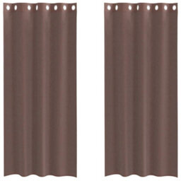 Berkfield Voile Curtains With Grommets 2 Pcs Brown 140X225 Cm - thumbnail 2