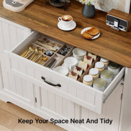 Bealife Sideboard Cabinet, Kitchen Storage Cupboard With Drawer, 3-Tier Door Storage And 2-Door Cabinet, Anti-Tip Design - thumbnail 6
