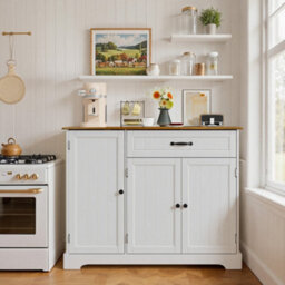 Bealife Sideboard Cabinet, Kitchen Storage Cupboard With Drawer, 3-Tier Door Storage And 2-Door Cabinet, Anti-Tip Design - thumbnail 7