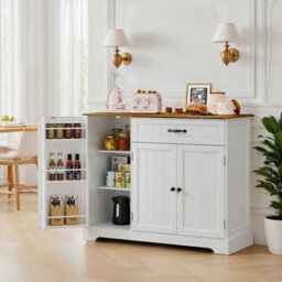 Bealife Sideboard Cabinet, Kitchen Storage Cupboard With Drawer, 3-Tier Door Storage And 2-Door Cabinet, Anti-Tip Design - thumbnail 3