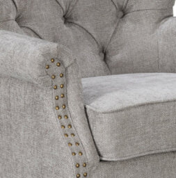 Tufted Grey Accent Chair Liana With Black Wooden Legs - Small Living Room Fabric Armchair - thumbnail 7
