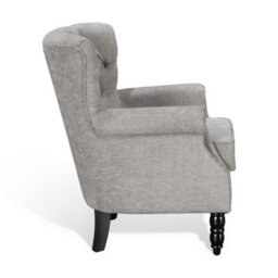 Tufted Grey Accent Chair Liana With Black Wooden Legs - Small Living Room Fabric Armchair - thumbnail 4