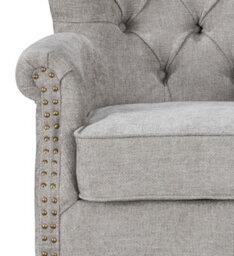 Tufted Grey Accent Chair Liana With Black Wooden Legs - Small Living Room Fabric Armchair - thumbnail 6