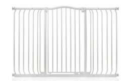 Safetots Extra Tall Curved Top Safety Gate, 143Cm - 152Cm, Matt White, Extra Tall 100Cm In Height, Pressure Fit Stair Gate - thumbnail 1