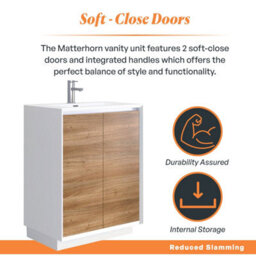 Plum&clay Declan White & Oak Floor Standing Vanity Unit With White Basin Set (W)600mm (H)850mm - thumbnail 3