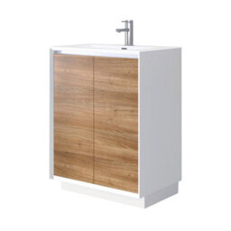 Plum&clay Declan White & Oak Floor Standing Vanity Unit With White Basin Set (W)600mm (H)850mm - thumbnail 2