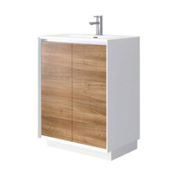 Plum&clay Declan White & Oak Floor Standing Vanity Unit With White Basin Set (W)600mm (H)850mm