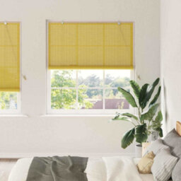 Berkfield Window Blinds & Shades With Curtains Manual Yellow Bamboo