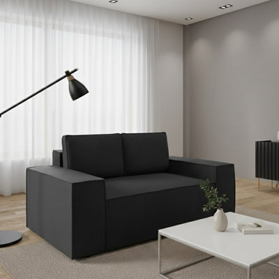 Malaga Small Sofa Bed Compact Fold Out 2 Seater Sofa With Hidden Storage Stylish Upholstery Comfortable Seating Black - image 1