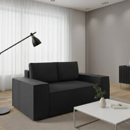 Malaga Small Sofa Bed Compact Fold Out 2 Seater Sofa With Hidden Storage Stylish Upholstery Comfortable Seating Black - thumbnail 1