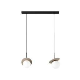 Luminosa Lighting Luminosa Aura Bar Pendant Ceiling Light Black, Beige White Glass Shade 2X E27 - thumbnail 1
