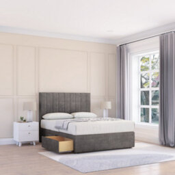 "Sloomy 6Ft Kansas Naples Slate Memory Foam Bed Set With No Drawers Mattress & 26"" Headboard - Super King"