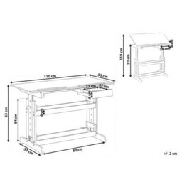 Beliani Manual Adjustable Standing Desk Nannup White 110 Cm 53 Cm - thumbnail 3