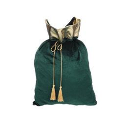 Festive 50Cm Green Velvet Sack With Gold Cuff