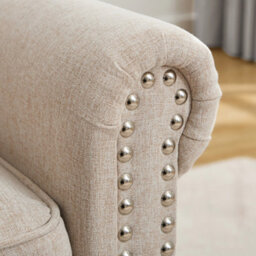 Mcc Direct Large 3 Seater Studded Sofa Plush Padded Settee Beige - thumbnail 8