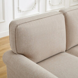 Mcc Direct Large 3 Seater Studded Sofa Plush Padded Settee Beige - thumbnail 6