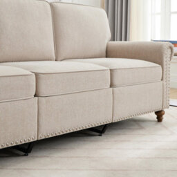 Mcc Direct Large 3 Seater Studded Sofa Plush Padded Settee Beige - thumbnail 7