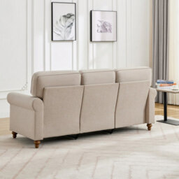 Mcc Direct Large 3 Seater Studded Sofa Plush Padded Settee Beige - thumbnail 3