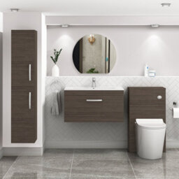 Royal Bathrooms Turin Grey Elm 800mm Wall Hung Vanity Unit 1 Drawer With Minimalist Basin Sink - thumbnail 2
