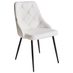 Beliani Set Of 2 White Faux Leather Dining Chairs With Button Tufted Backrest And Black Metal Legs - thumbnail 4