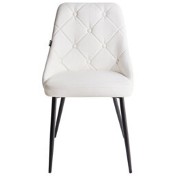 Beliani Set Of 2 White Faux Leather Dining Chairs With Button Tufted Backrest And Black Metal Legs - thumbnail 1