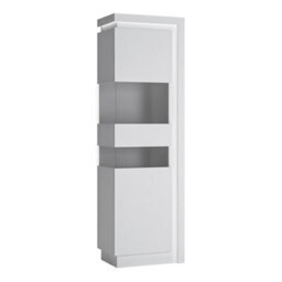 Furniture To Go Lyon Tall Narrow Display Cabinet (Lhd) (Including Led Lighting) In White And High Gloss - thumbnail 1