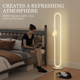 Wyld Haus Vano Rafa White Dimmable Led Floor Lamp With Glass Night Light And Foot Switch - 145 Cm, 4000K. - thumbnail 5