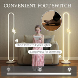 Wyld Haus Vano Rafa White Dimmable Led Floor Lamp With Glass Night Light And Foot Switch - 145 Cm, 4000K. - thumbnail 6