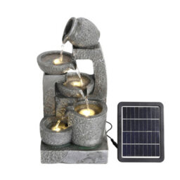Living And Home Grey Cascade Solar Powered Resin Water Fountain With Led Light  Garden Decoration 45 Cm H - thumbnail 3