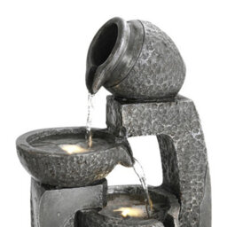 Living And Home Grey Cascade Solar Powered Resin Water Fountain With Led Light  Garden Decoration 45 Cm H - thumbnail 4