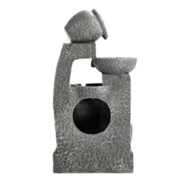 Living And Home Grey Cascade Solar Powered Resin Water Fountain With Led Light  Garden Decoration 45 Cm H - thumbnail 7