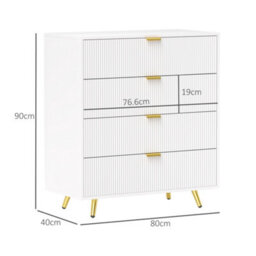 Homcom Chest Of Drawers With 4 Drawers For Bedroom, Living Room, White - thumbnail 3