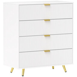 Homcom Chest Of Drawers With 4 Drawers For Bedroom, Living Room, White - thumbnail 2