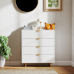 Homcom Chest Of Drawers With 4 Drawers For Bedroom, Living Room, White - thumbnail 7