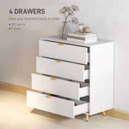 Homcom Chest Of Drawers With 4 Drawers For Bedroom, Living Room, White - thumbnail 4
