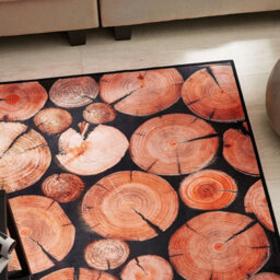 Beliani Wood Log 3D Print Area Rug 80 X 150 Cm Brown, Low-Pile Polyester, Anti-Slip Pad - thumbnail 2