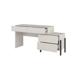 Arte Yukon Dressing Table 143Cm - Cashmere Finish, Four Drawers, Handle-Free Design With Black Metal Legs - thumbnail 2