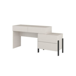 Arte Yukon Dressing Table 143Cm - Cashmere Finish, Four Drawers, Handle-Free Design With Black Metal Legs