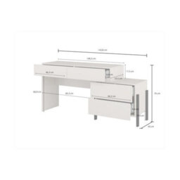 Arte Yukon Dressing Table 143Cm - Cashmere Finish, Four Drawers, Handle-Free Design With Black Metal Legs - thumbnail 4