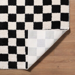 Livabliss Fossay Shaggy-Washable Cream Black Modern High Pile Checkered Living Bedroom Rug 160 X 213 Cm Easy Care, Non Shedding - thumbnail 4